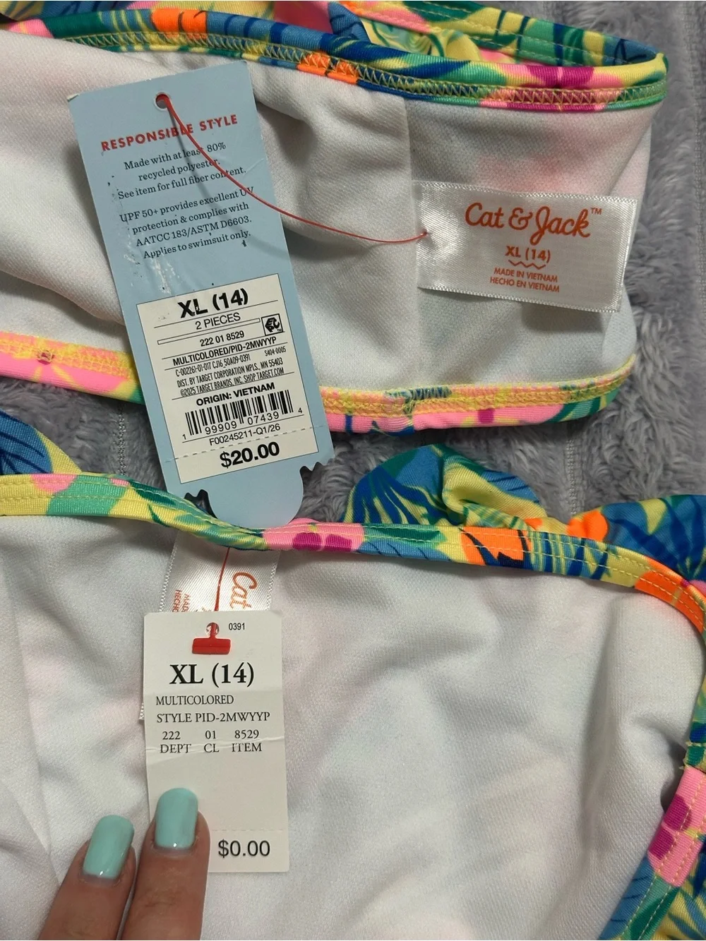 Cat & Jack Yellow Tropical Floral Ruffle Bikini Set